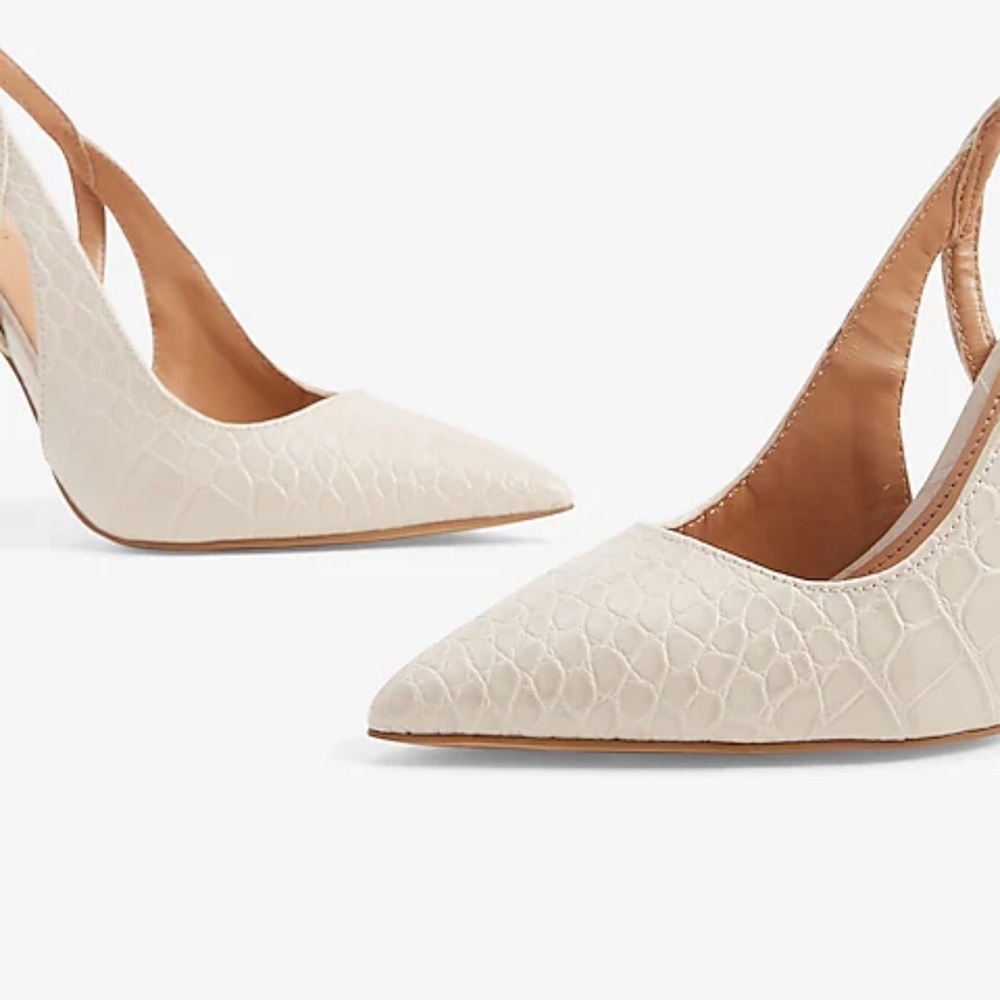 Express Croc embossed cut out sling backs heels pumps women’s shoes Sz 10 - Picture 5 of 13